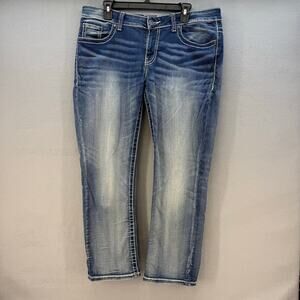 BKE Denim Culture Jeans Womens 32 (14) Blue Straight leg Mid Rise Preppy Casual